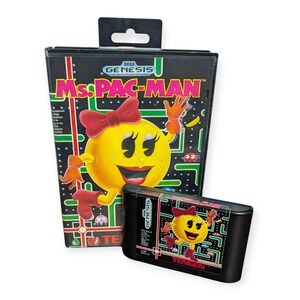 Ms. Pac-Man Sega Genesis Video Game Tengen 1991 Arcade Classic with Case 16-Bit